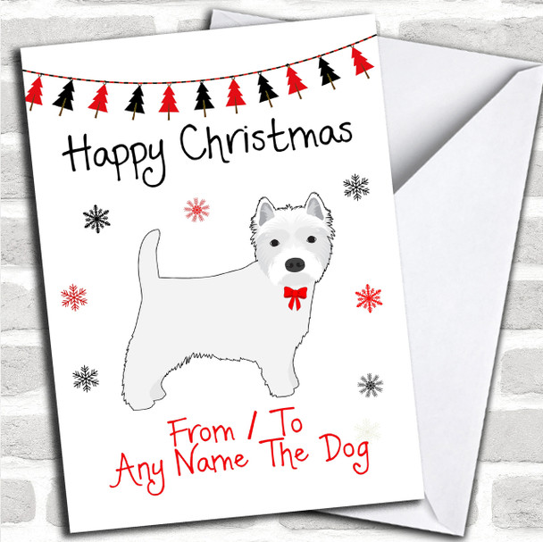 West Highland Terrier From Or To The Dog Pet Personalized Christmas Card