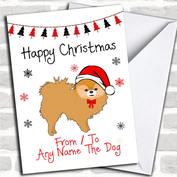 Red Pomeranian From Or To The Dog Pet Personalized Christmas Card