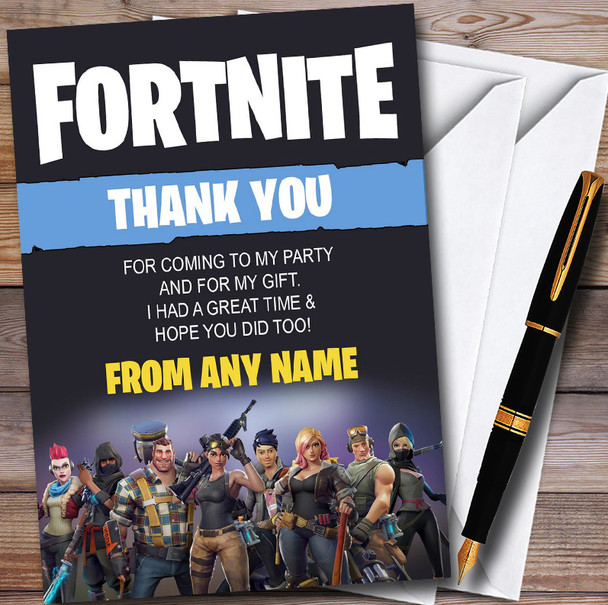 Fortnite Logo Personalized Children's Birthday Party Thank You Cards