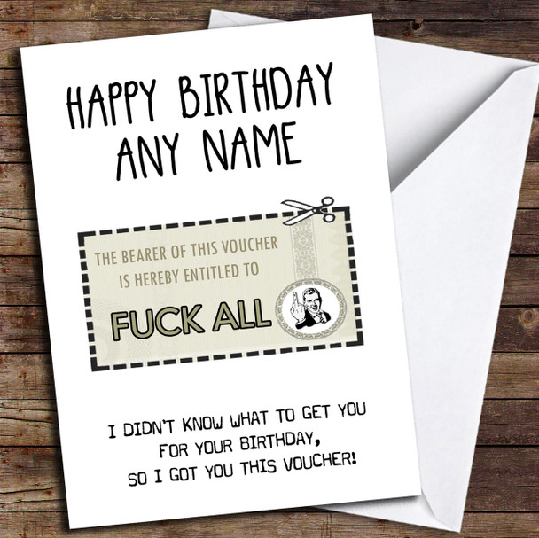 Funny Offensive Joke Humour Gift Voucher Personalized Birthday Card