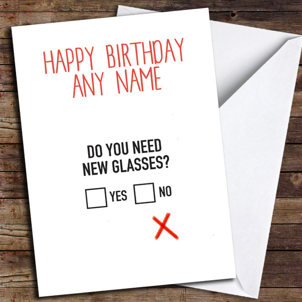 Funny Old Age Eyesight Glasses Personalized Birthday Card