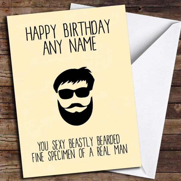 Funny Sexy Beard Joke Bearded Man Personalized Birthday Card