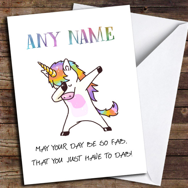 Funny Unicorn Dab Personalized Birthday Card