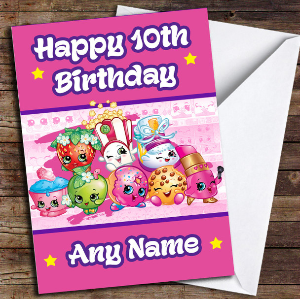 Pink Any Age Shopkins Personalized Birthday Card