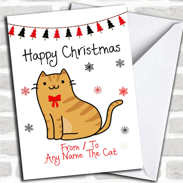 Ginger Tabby From Or To The Cat Pet Personalized Christmas Card