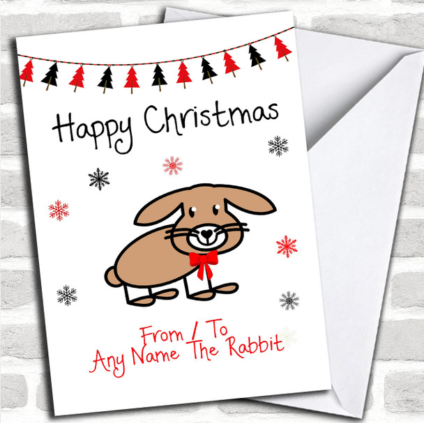 From Or To The Rabbit Pet Personalized Christmas Card