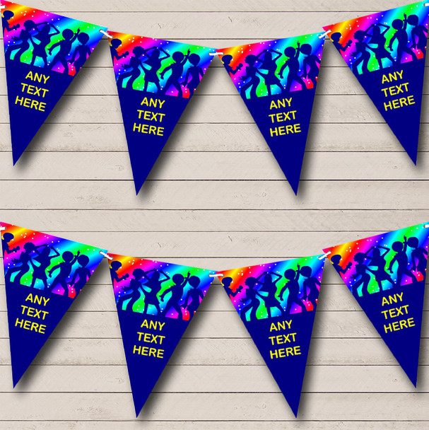 60's 70's 80's Disco Retro Rainbow Personalized Birthday Party Bunting Flag Banner