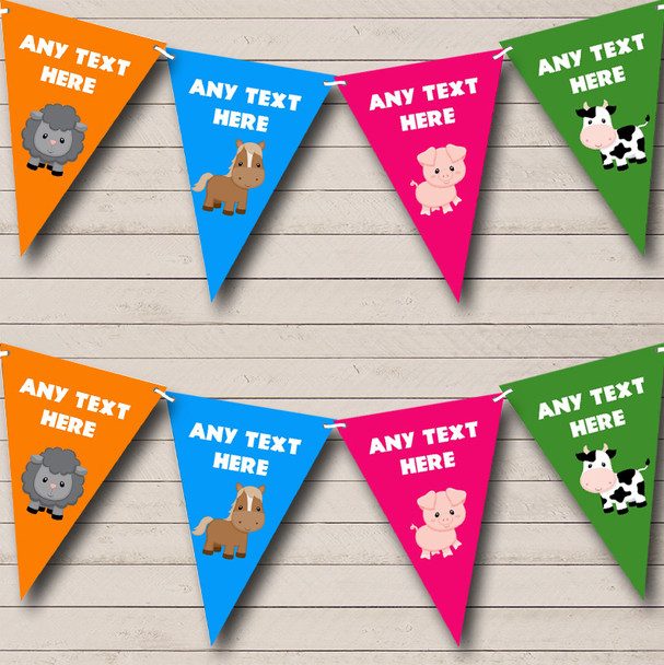 Animal Farm Animals Personalized Childrens Party Bunting Flag Banner
