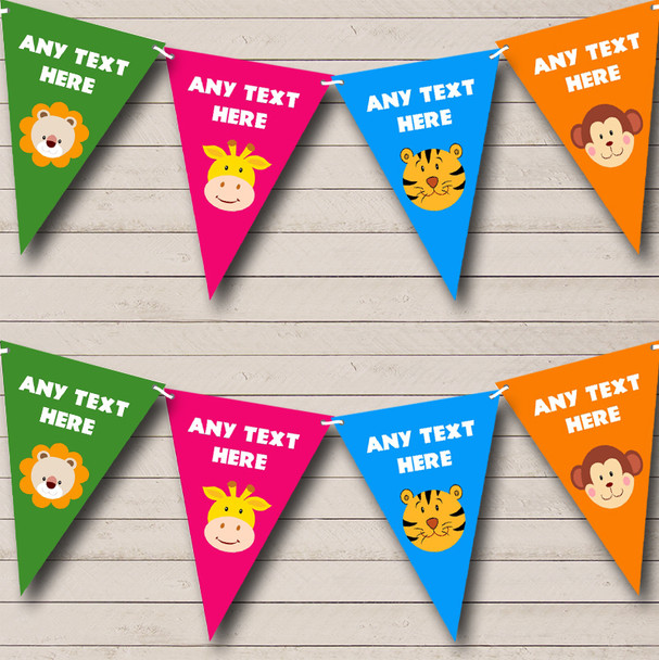 Animal Jungle Lion Tiger Monkey Giraffe Personalized Baby Shower Bunting Flag Banner Animal Jungle Lion Tiger Monkey Giraffe Personalized Baby Shower Bunting Flag Banner