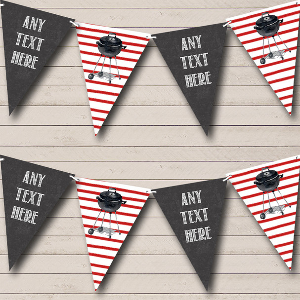 BBQ Grill Cookout Stripes Personalized Birthday Party Bunting Flag Banner
