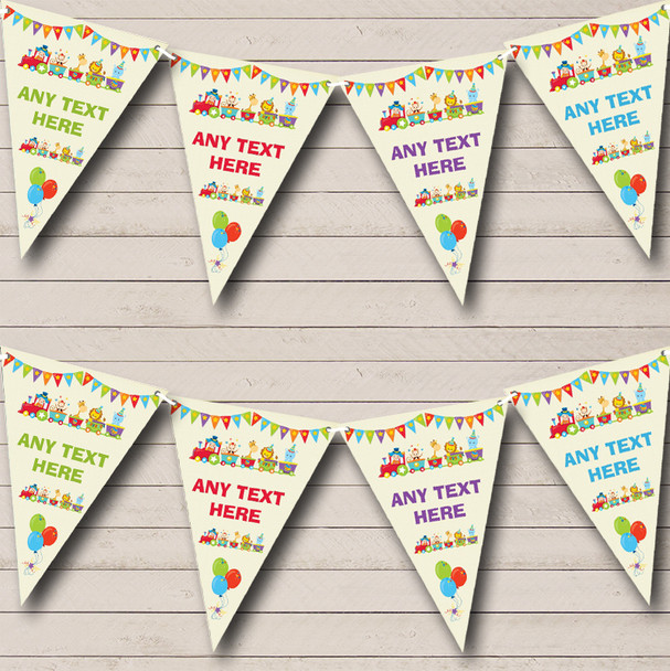 Circus Animal Train Personalized Childrens Party Bunting Flag Banner