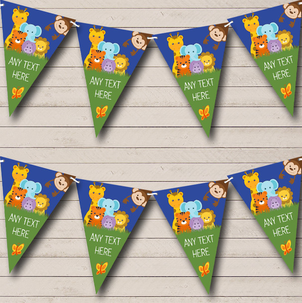 Cute Jungle Animals Personalized Baby Shower Bunting Flag Banner