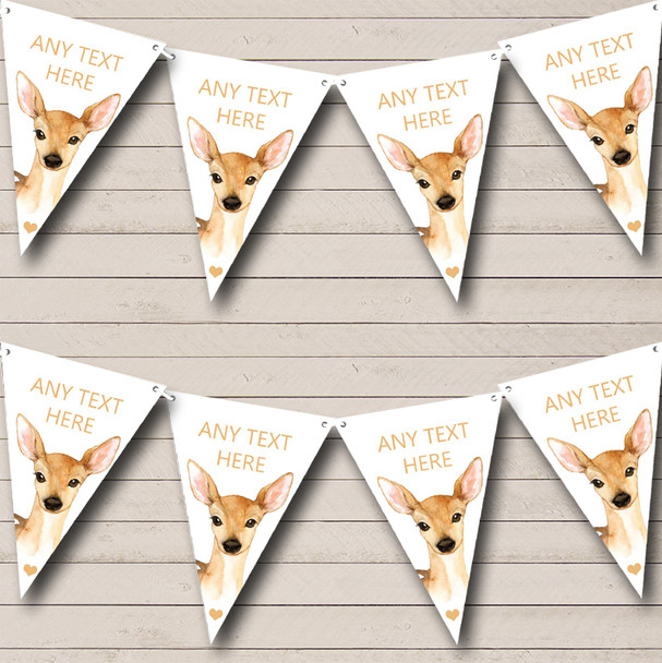 Cute Watercolour Deer Personalized Baby Shower Bunting Flag Banner