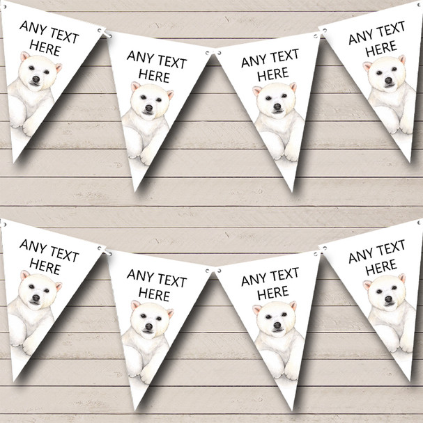 Cute Watercolour Polar Bear Personalized Baby Shower Bunting Flag Banner