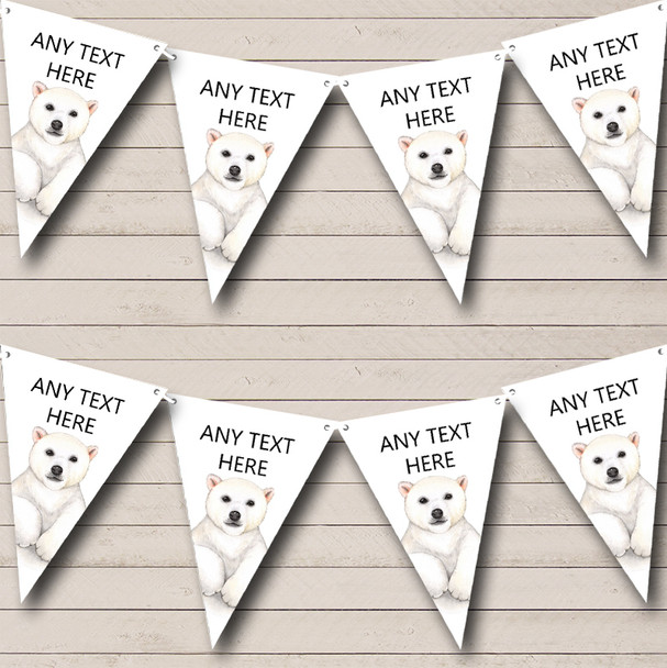 Cute Watercolour Polar Bear Personalized Childrens Party Bunting Flag Banner