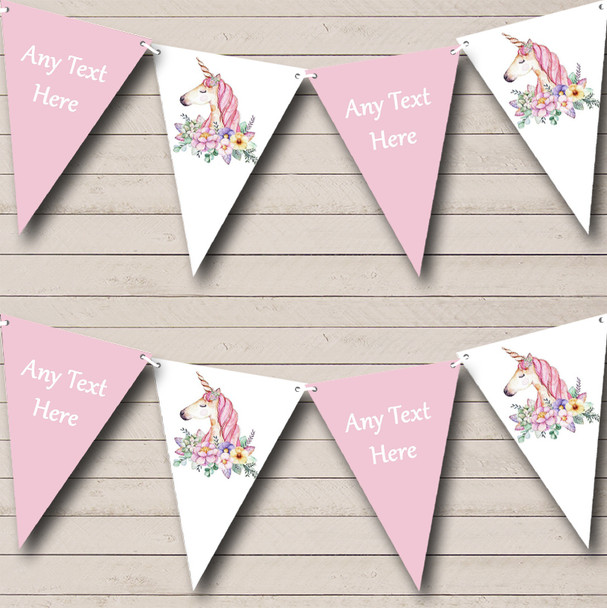 Floral Unicorn Personalized Baby Shower Bunting Flag Banner