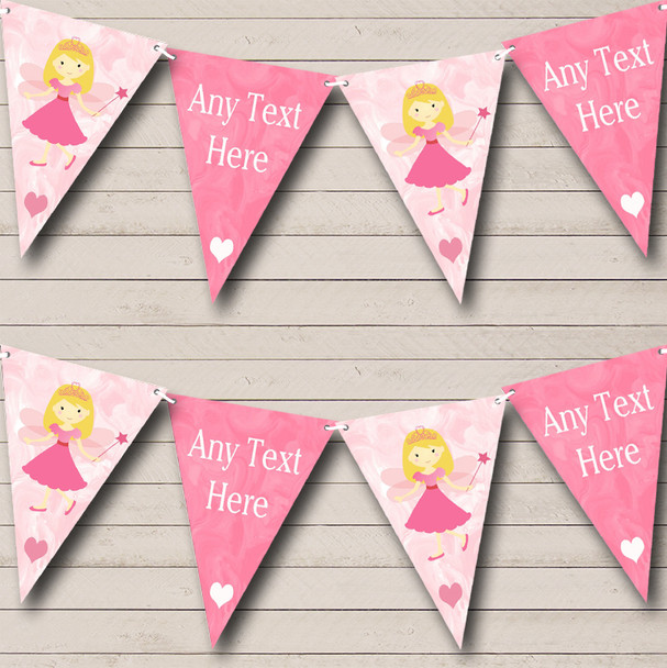 Marble Pink Fairy Personalized Baby Shower Bunting Flag Banner