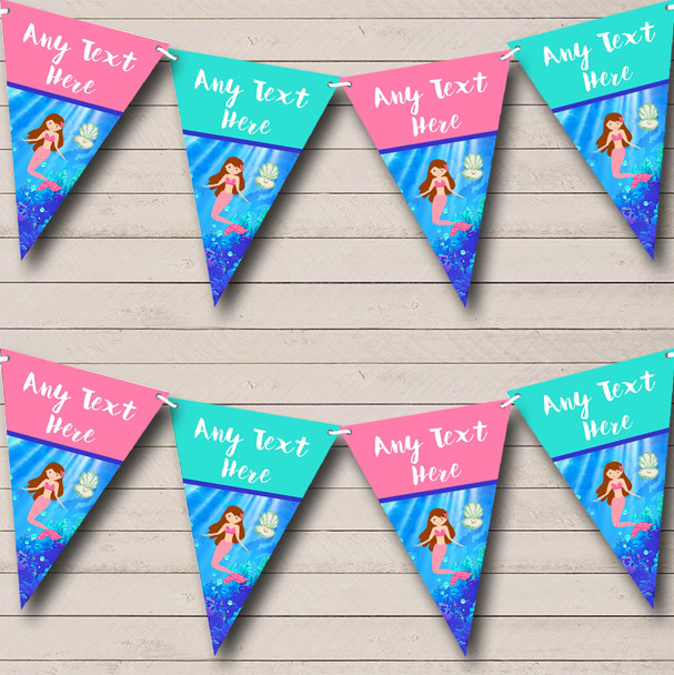 Mermaid Under The Sea Personalized Childrens Party Bunting Flag Banner