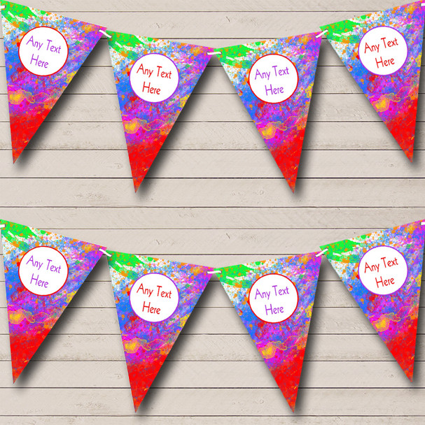 Paint Splatter Art Craft Rainbow Personalized Childrens Party Bunting Flag Banner