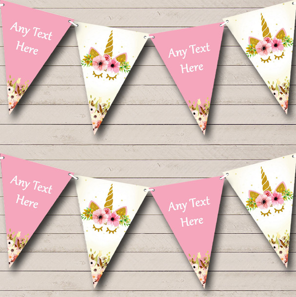 Vintage Unicorn Personalized Childrens Party Bunting Flag Banner