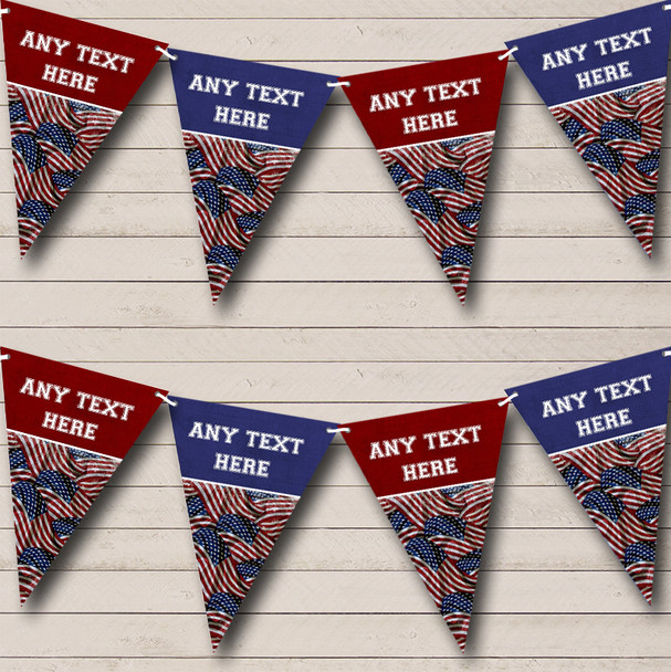 Vintage USA American Flag 4th July Personalized Birthday Party Bunting Flag Banner