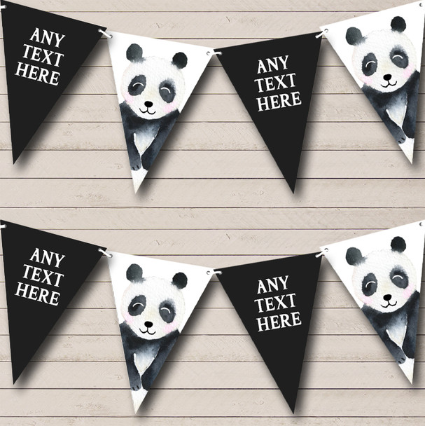Watercolour Animal Panda Personalized Childrens Party Bunting Flag Banner