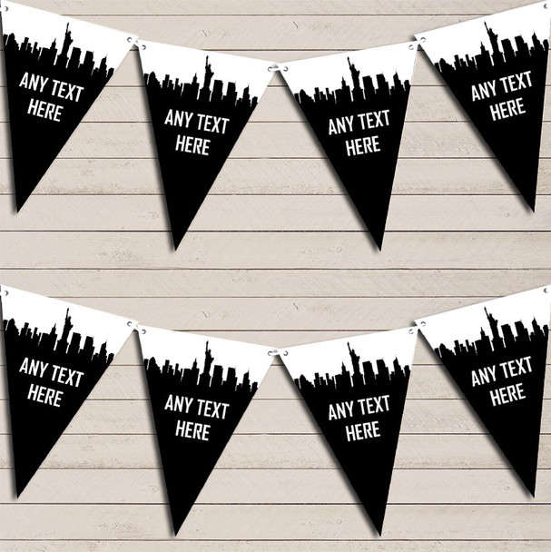 Black & White New York Skyline Birthday Bunting Garland Party Banner