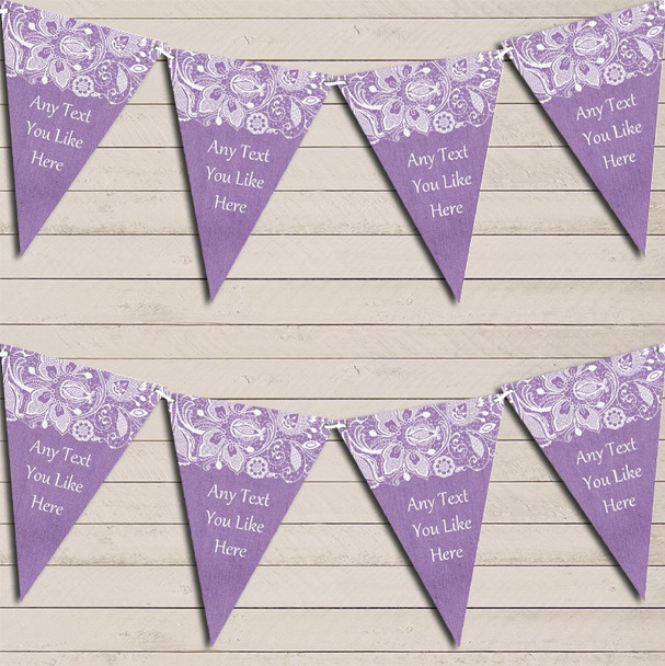 Burlap & Lace Purple Birthday Bunting Garland Party Banner