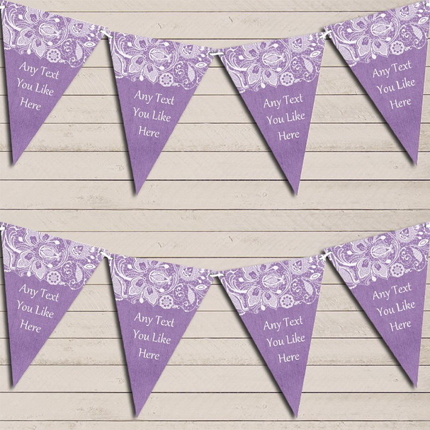 Burlap & Lace Purple Wedding Day Married Bunting Garland Party Banner