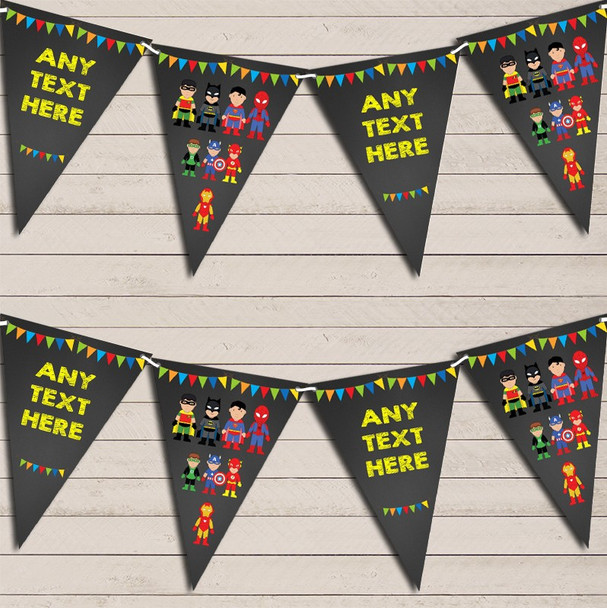 Chalk Superhero Comic Children's Birthday Bunting Garland Party Banner