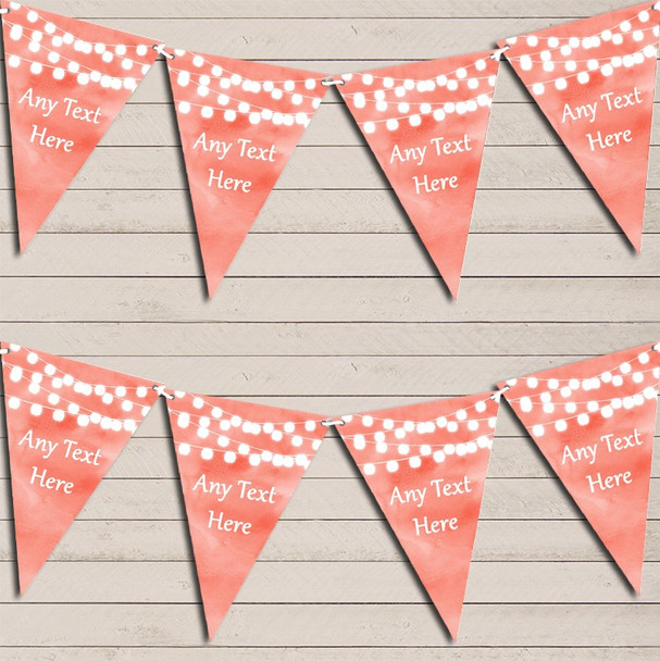 Coral Watercolour Lights Wedding Anniversary Bunting Garland Party Banner