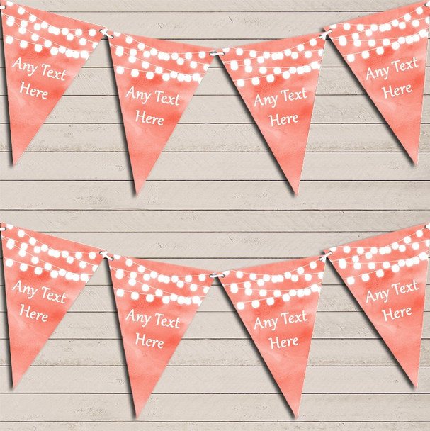 Coral Watercolour Lights Wedding Day Married Bunting Garland Party Banner