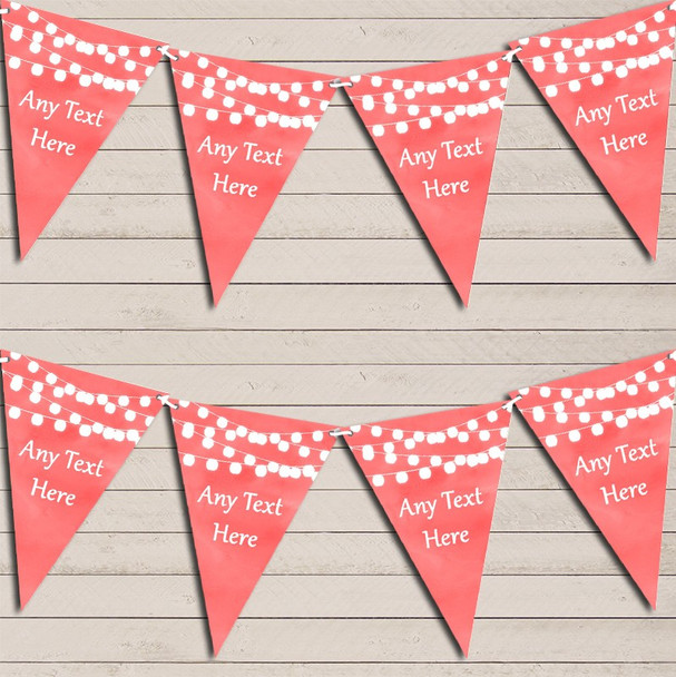 Dark Coral Watercolour Lights Tea Party Bunting Garland Party Banner