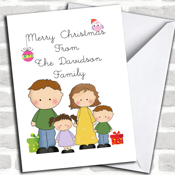 From Our Family Brunette Children Personalized Christmas Card