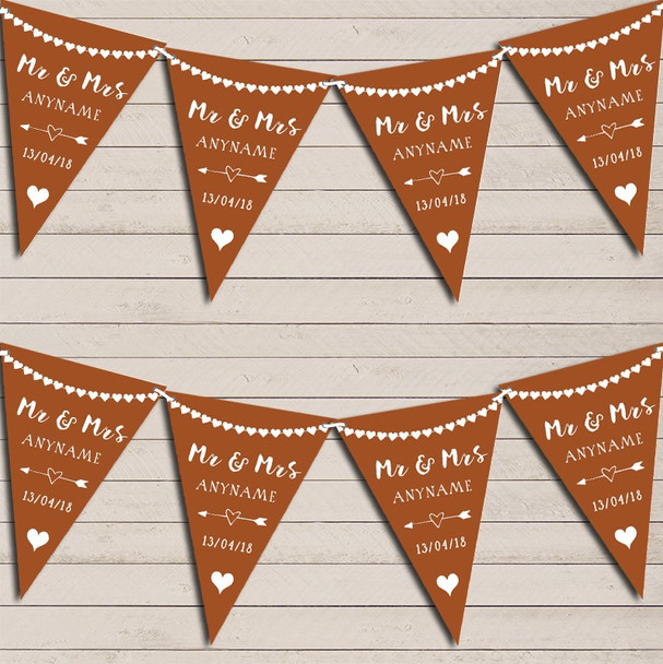 Heart Garland Mr & Mrs Copper Wedding Day Married Bunting Garland Party Banner