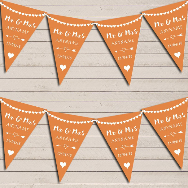 Heart Mr & Mrs Pumpkin Orange Wedding Anniversary Bunting Party Banner