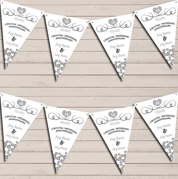 Hearts Party Decoration Crystal 15th Wedding Anniversary Bunting Party Banner