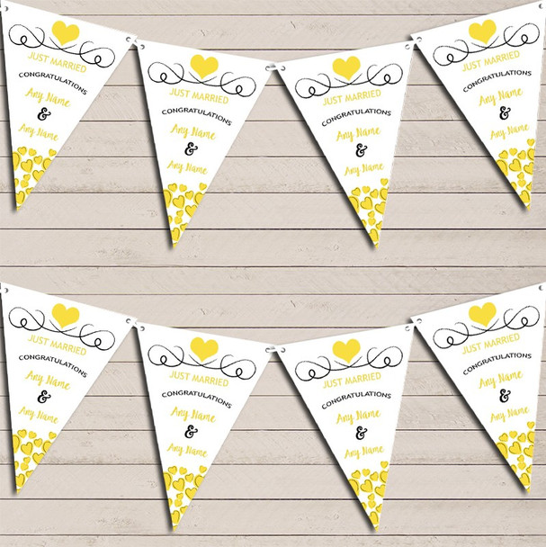 Hearts Party Decoration Just Married Yellow Wedding Day Bunting Party Banner