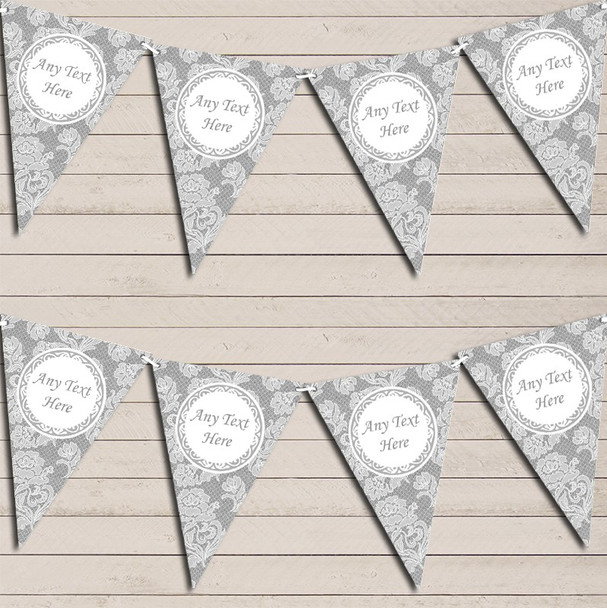 Lace Pattern Grey Tea Party Bunting Garland Party Banner