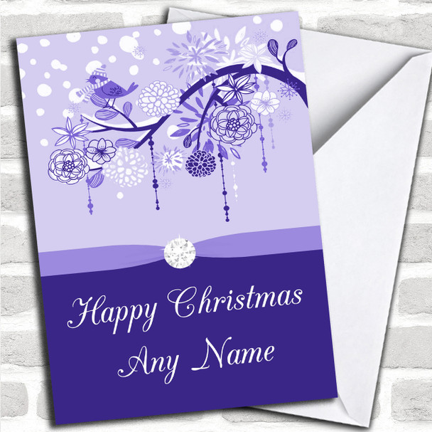 Blue Xmas Bird Personalized Christmas Card