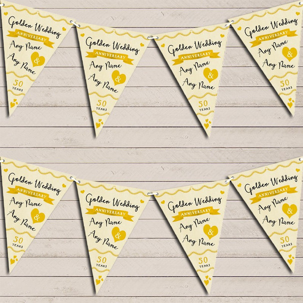 Party Decoration Golden 50th Wedding Anniversary Bunting Garland Party Banner