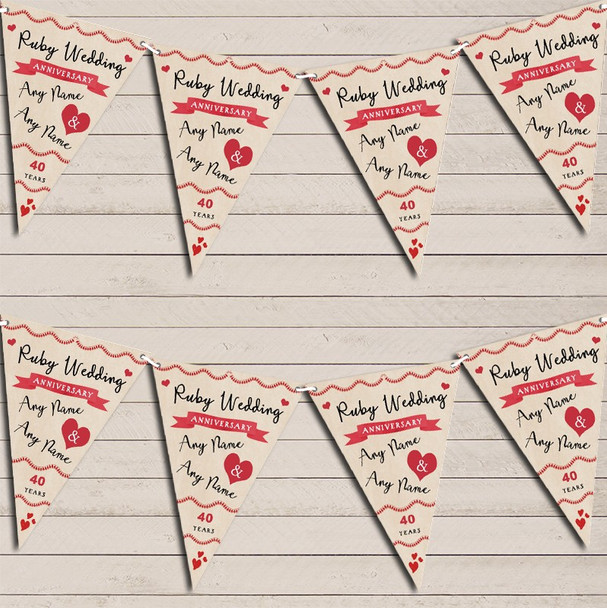 Party Decoration Ruby 40th Wedding Anniversary Bunting Garland Party Banner