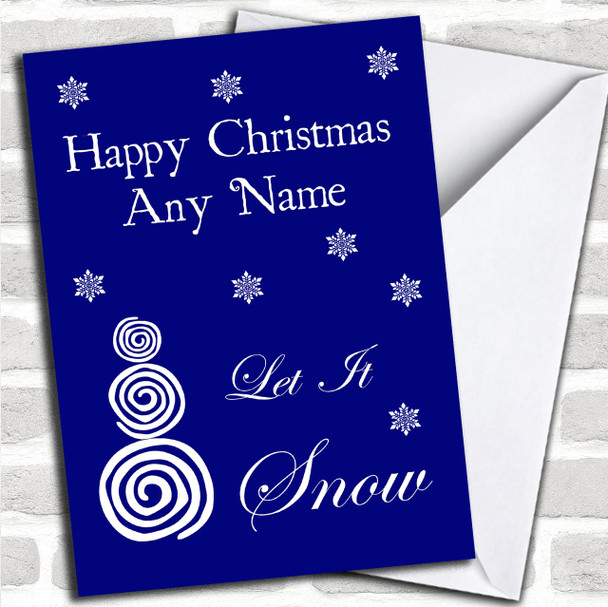 Blue & White Snowflakes Personalized Christmas Card