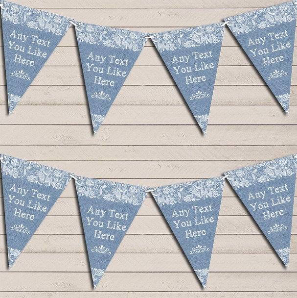 Pretty Lace Blue Birthday Bunting Garland Party Banner