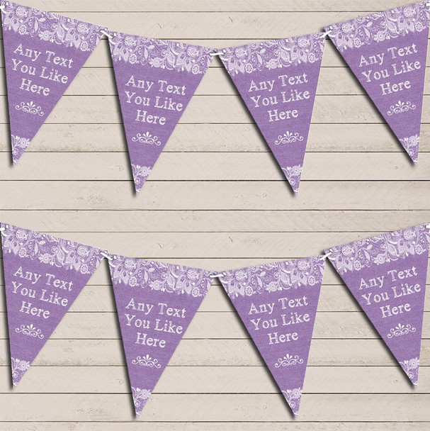 Pretty Lace Purple Wedding Anniversary Bunting Garland Party Banner