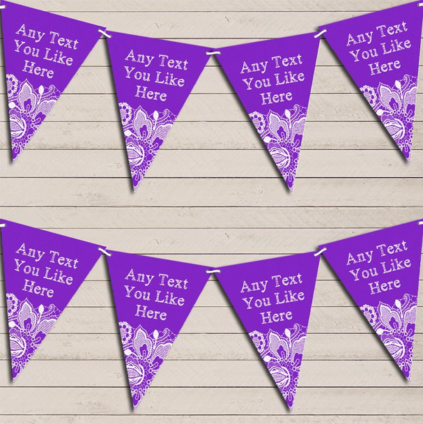 Purple Burlap & Lace Birthday Bunting Garland Party Banner