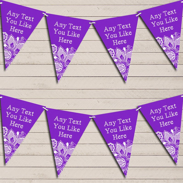 Purple Burlap & Lace Wedding Anniversary Bunting Garland Party Banner