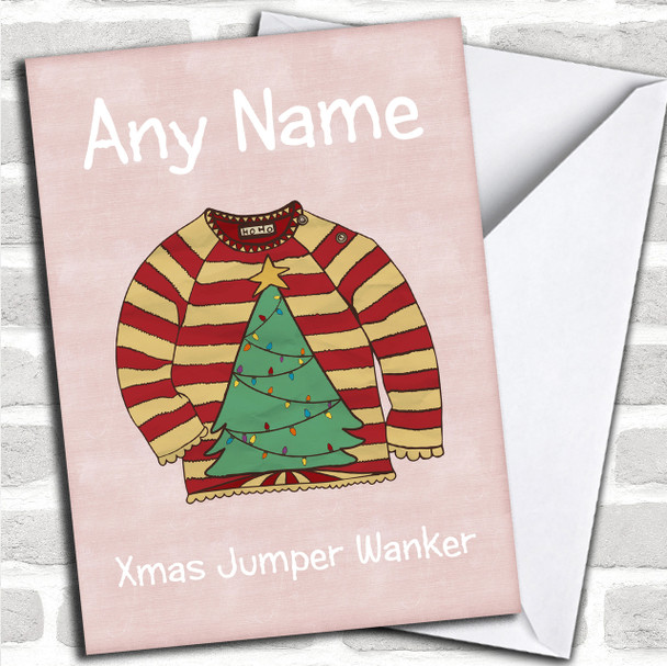 Xmas Tree Jumper Pale Pink Personalized Christmas Card