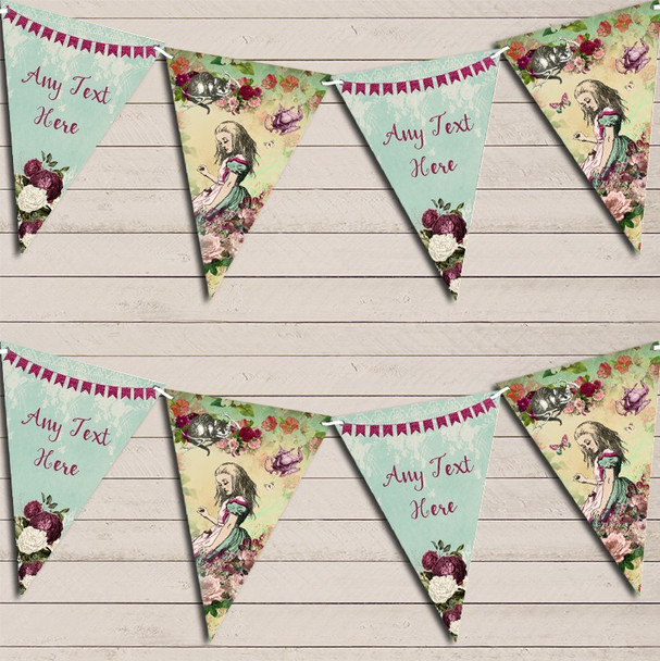 Shabby Chic Alice In Wonderland Personalized Birthday Bunting