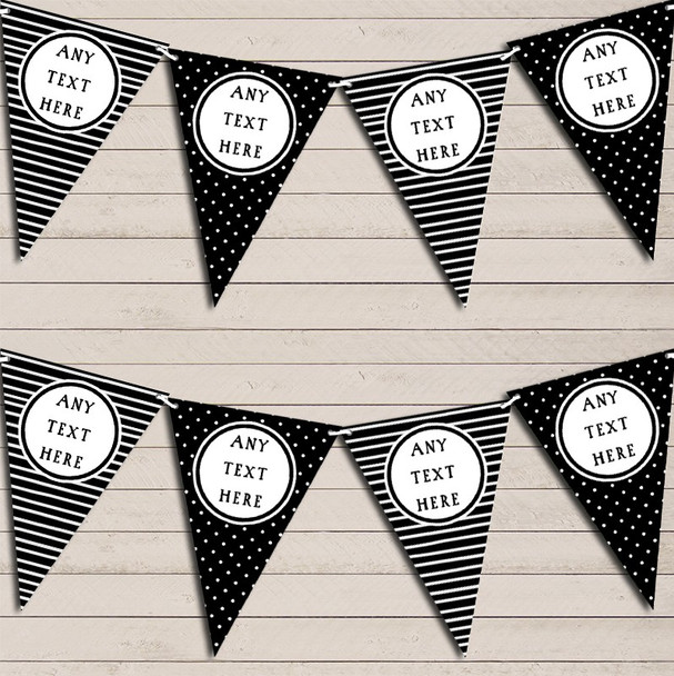 Stripes & Polka Dot Black & White Personalized Birthday Bunting